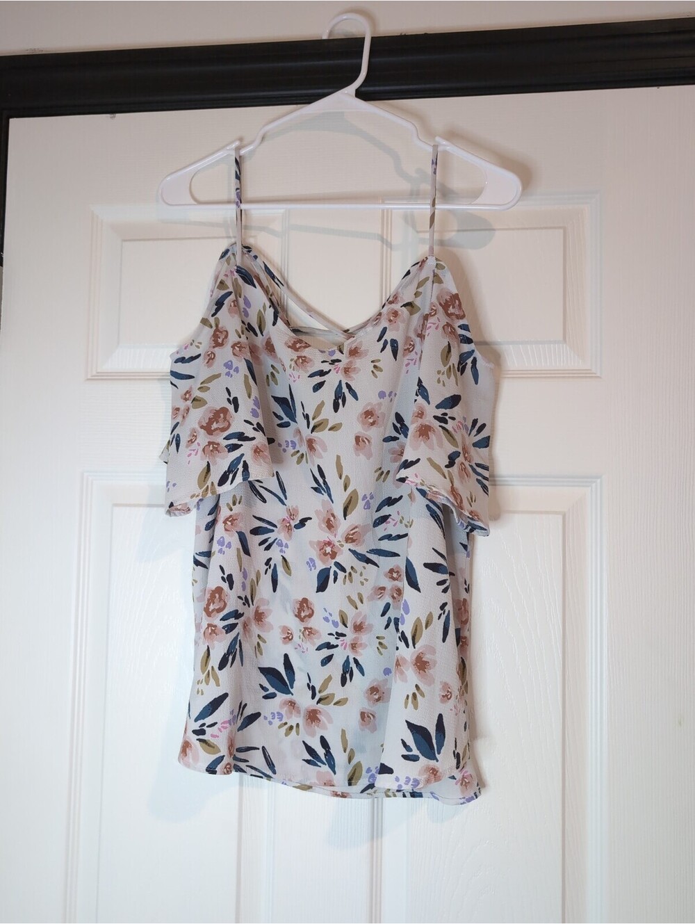 Large floral cold shoulder top